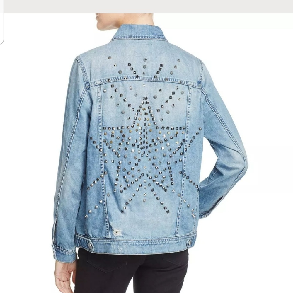 Blank NYC Womens Distressed Stud Denim Jacket xs